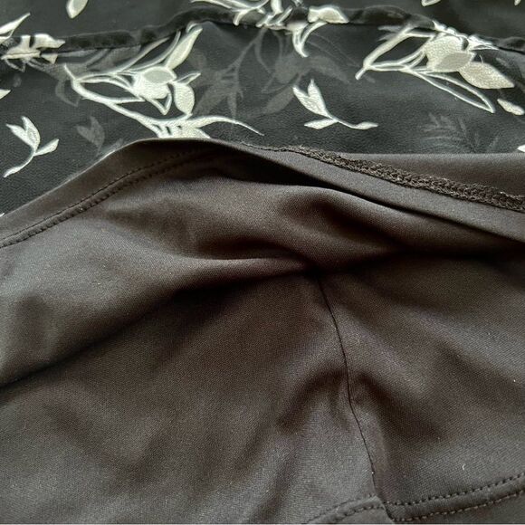 Lane Bryant Chiffon Cold Shoulder Ruffle Black White Floral Print Blouse - Picture 9 of 10